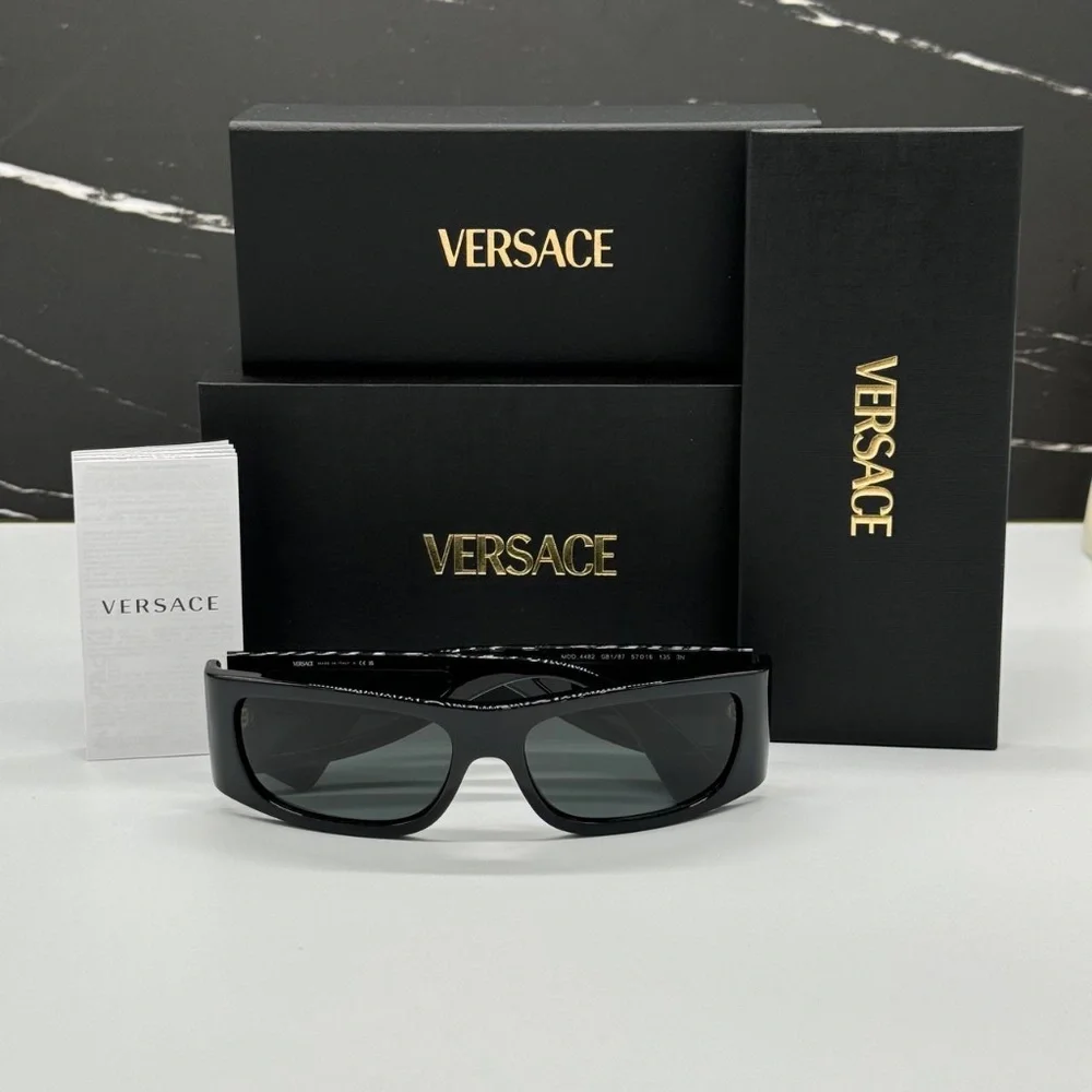 NEW MOD 4482 GB1/87 VERSACE BLACK SHIELD VE4482 GB187 UNISEX VERSACE SUNGLASSES